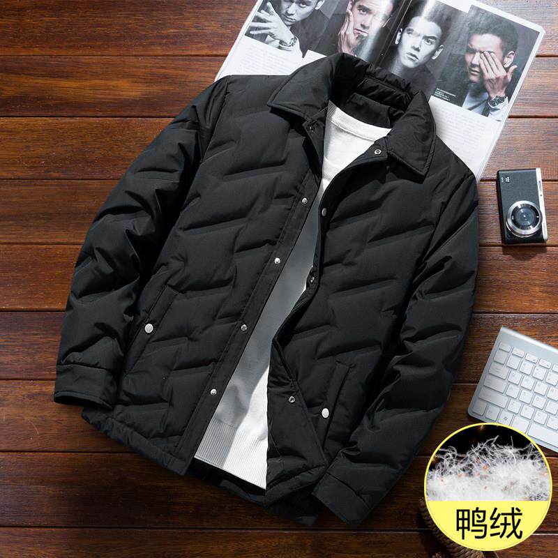 轻薄羽绒服男2025秋冬季保暖上衣服冬天加厚翻领衬衫鸭绒外套冬装