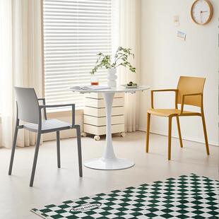 北欧塑料椅子餐桌椅带扶手靠背凳子加厚餐厅商用休闲餐椅高靠背