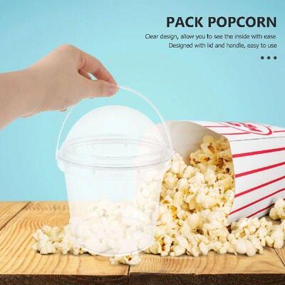 5Pcs Popcorn Bucket Small Food Containers Mix Clear Buckets