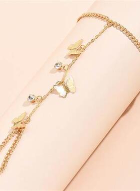 Creative Butterfly Link Chain Bracelet Connected Finger Ring