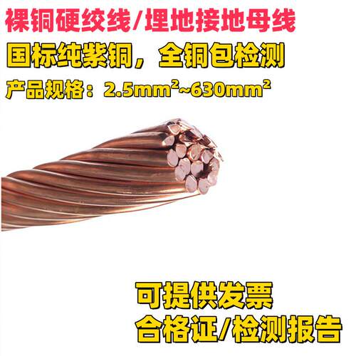 硬铜绞线TJ25 35 50 70 95 120 150埋地裸铜防雷接地母线无皮紫铜