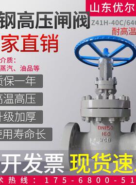 铸钢碳钢高压闸阀Z41H法兰明杆40C64C100C高温蒸汽DN50 100 150