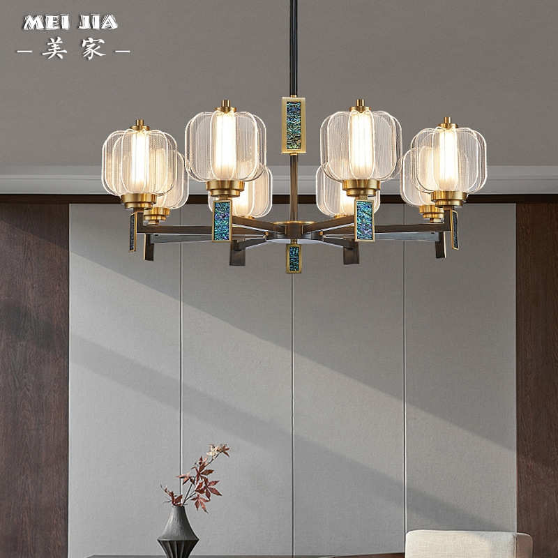 新中式吊灯全铜客厅主灯现代中式餐厅房间灯具中国风卧室书房铜灯