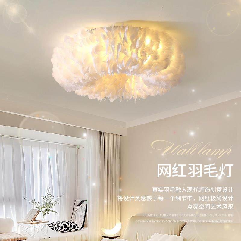 儿童房羽毛灯新款奶油风现代简约卧室吸顶灯网红ins女孩房间灯具,家装灯饰光源,餐厅/卧室/书房吸顶灯,淘宝优惠券,粉丝福利购,淘宝优惠卷