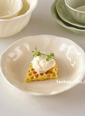 ok maji高颜值盘子陶瓷餐具碗盘碟子家用奶白色可爱餐盘盘子深盘