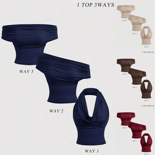 Women'S Solid Color Ribbed Halter Neck Tank , Casual,