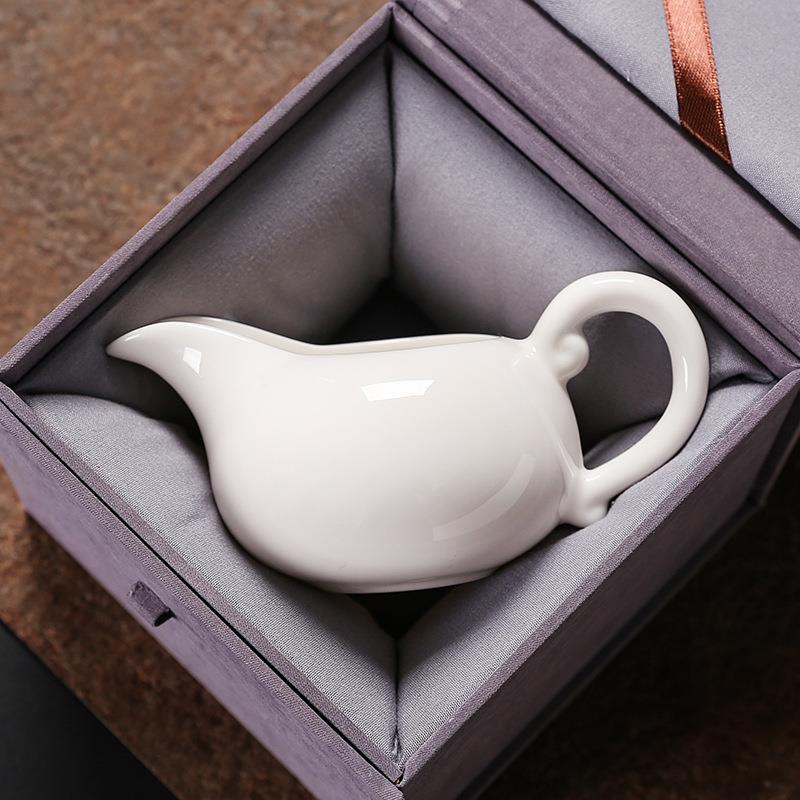 德化白瓷羊脂玉瓷公道杯茶具分茶均茶器陶瓷茶海描金古风陶瓷家用