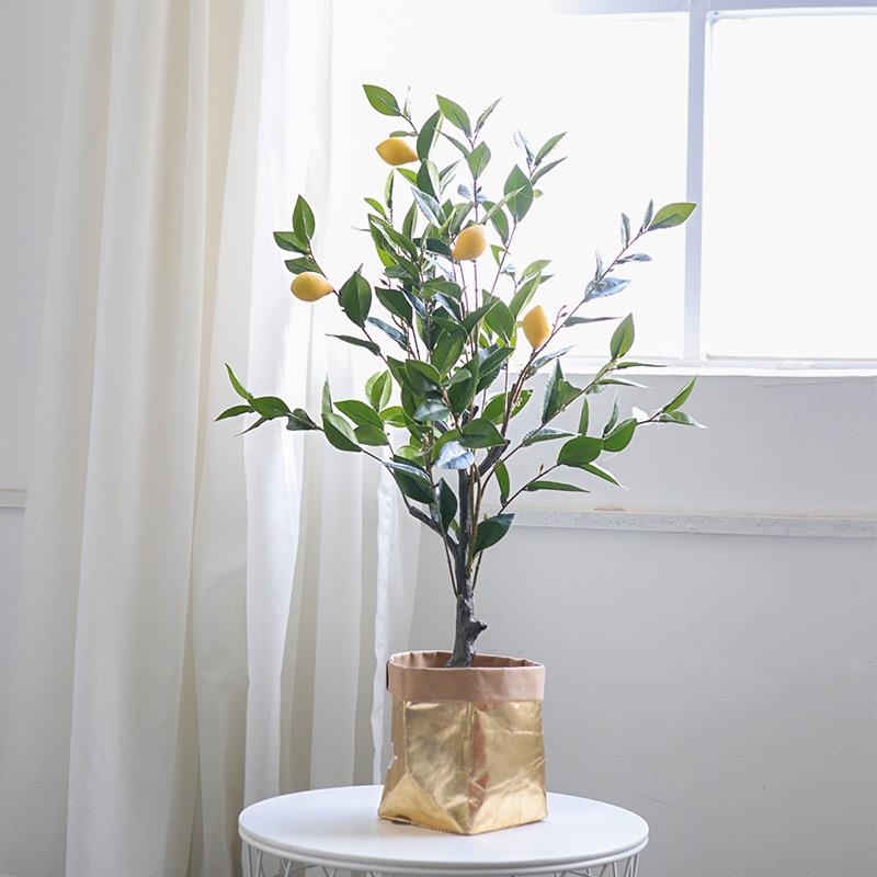 厂家直销仿真盆栽绿植柠檬盆景假植物家居室内装饰仿真花柠檬树
