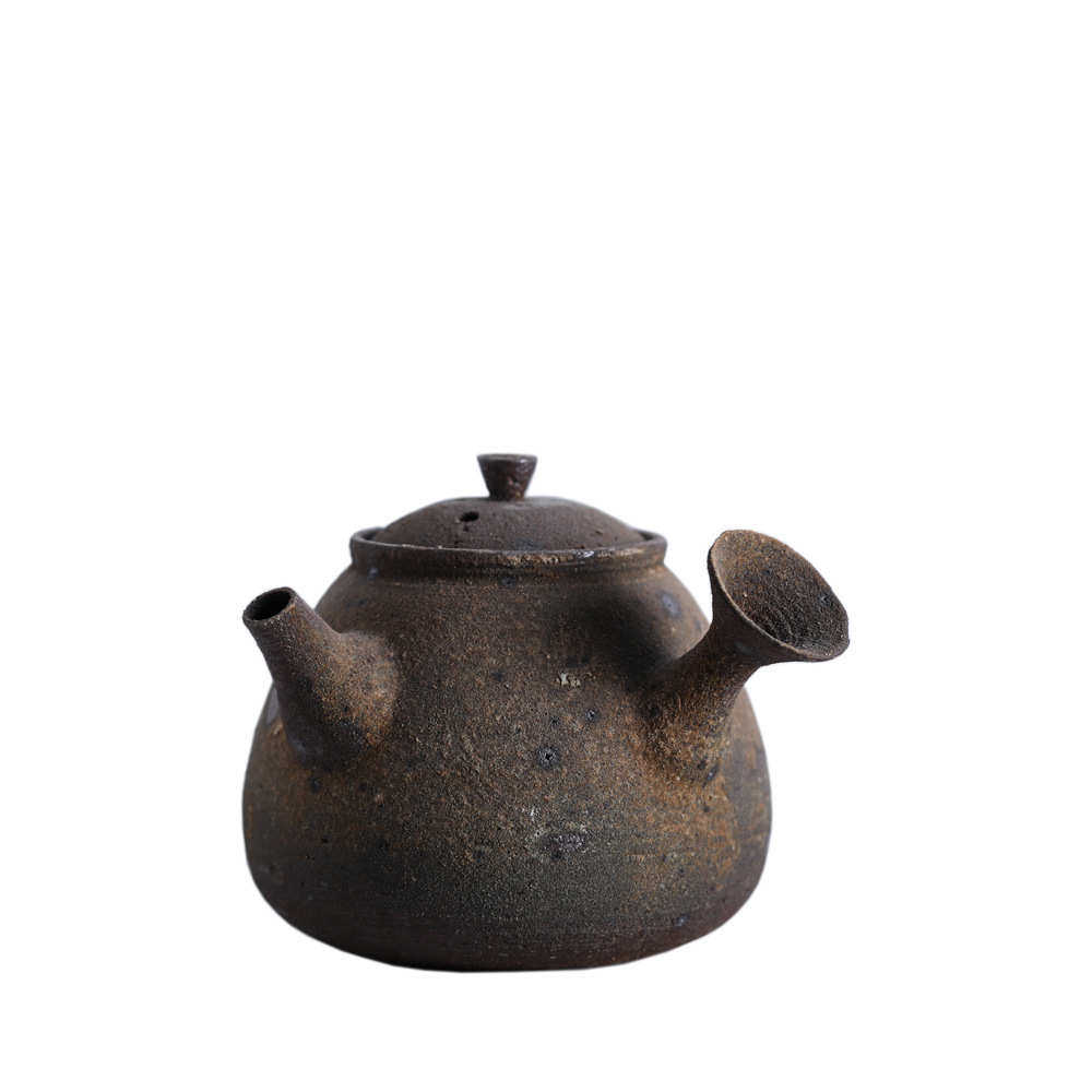 晴先生手工粗陶急须壶短侧把壶功夫茶壶老岩泥柴烧色日式和风茶具