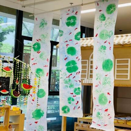幼儿园环创儿童创意美术涂鸦空白长卷纸百米绘画布置木夹卷轴挂画