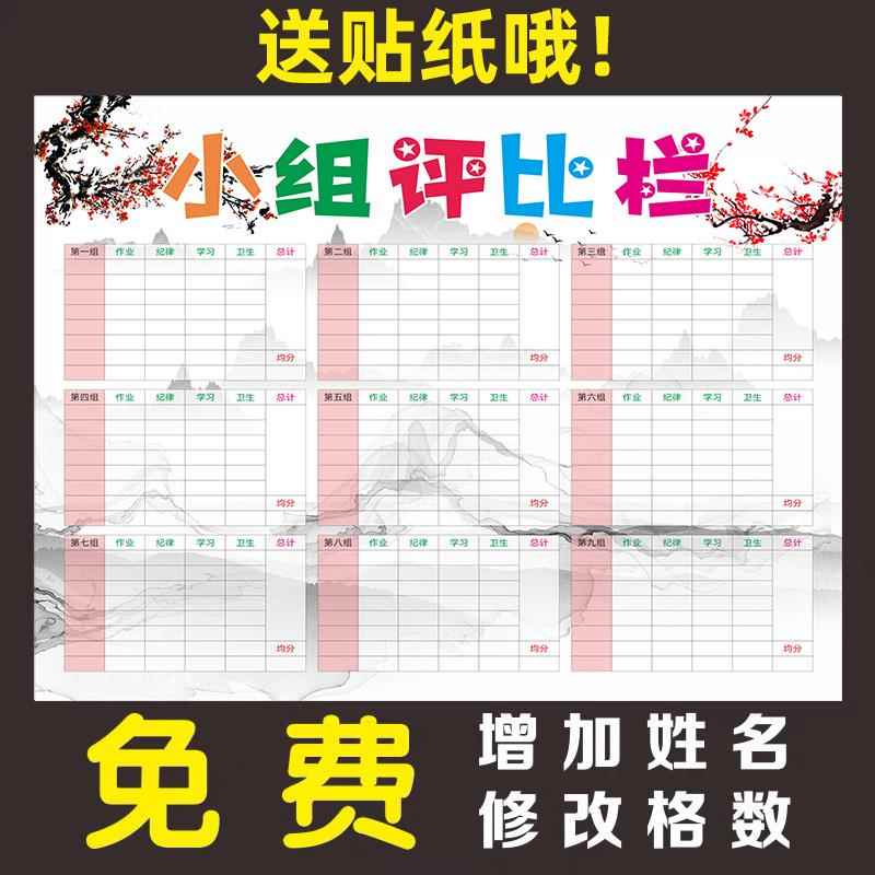 班级评比栏小组积分表墙贴小学生你追我赶教室光荣红花榜文化布置