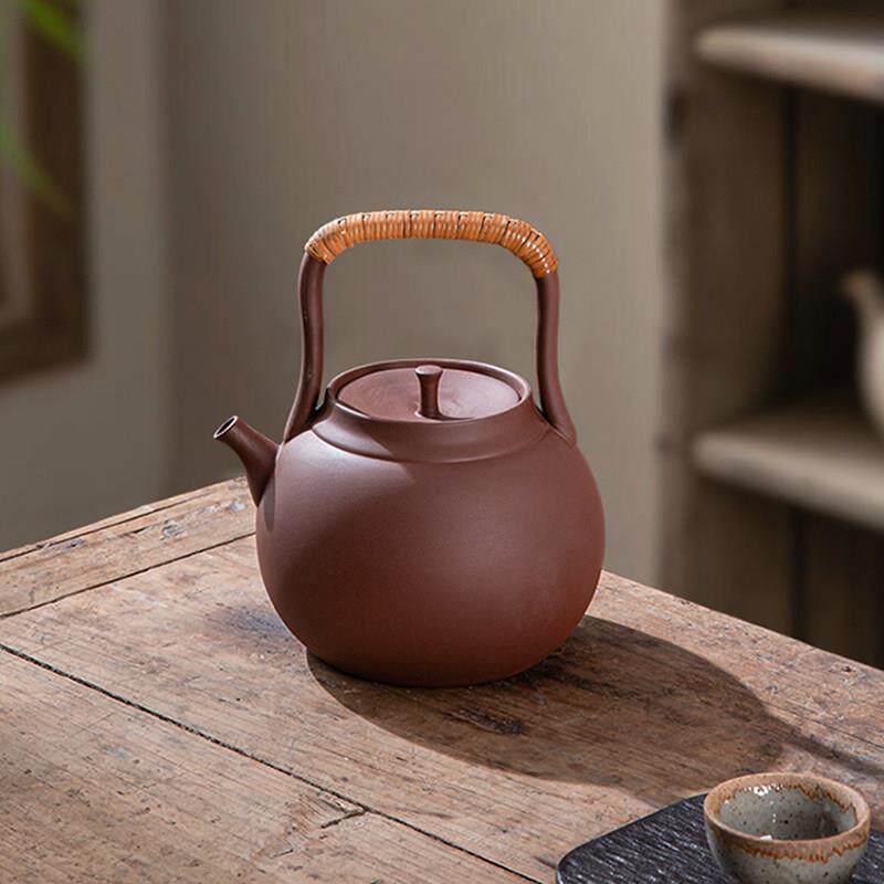 原矿纯手工陶壶提梁覆古煮茶壶陶瓷煮茶器电陶炉耐高温紫砂烧水壶