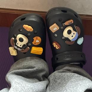 适用于crocs洞洞鞋配饰鞋花立体鞋扣掌门狗黑色diy小红书同款女