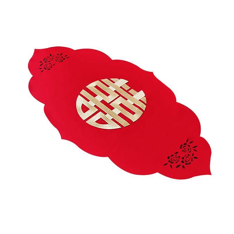 桌餐旗红色结婚装饰喜餐桌庆布刺绣喜字茶几桌婚ZT84348G布新中式