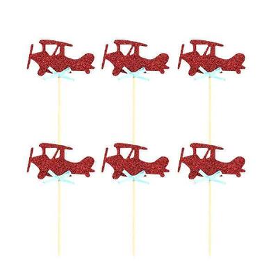 10pcs Glitter Planes Cupcake Picks Fruit Cupcake Cake