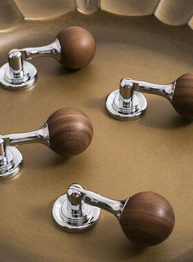 indoors原创设计胡桃木吊坠拉手中古风银色柜门把手衣柜门小拉手