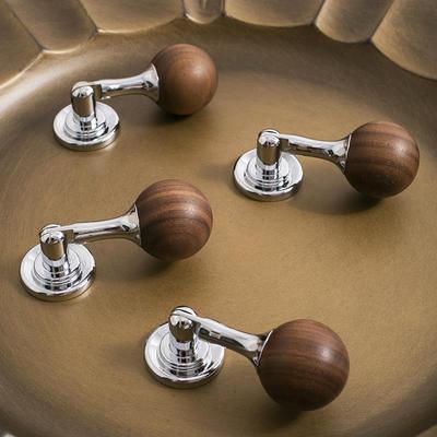 indoors原创设计胡桃木吊坠拉手中古风银色柜门把手衣柜门小拉手