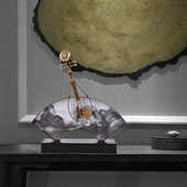 新中式 饰品摆件样板房售楼处创意摆设 二胡琵琶扇子客厅玄关门厅装