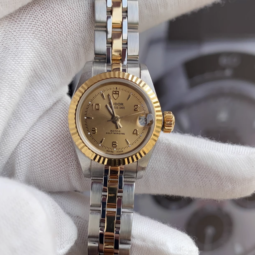 经典款9.8新 帝舵公主系列精钢18K金自动机械腕表22MM女表92513