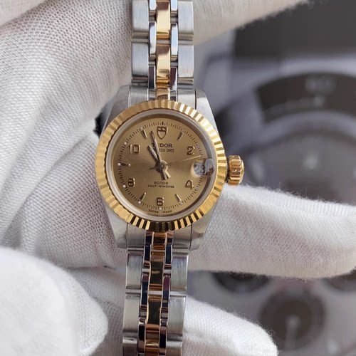 经典款9.8新帝舵公主系列精钢18K黄金自动机械腕表22MM女表92513