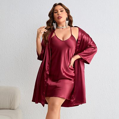 Morning gown suspender nightgown set, ice silk sleepwear,
