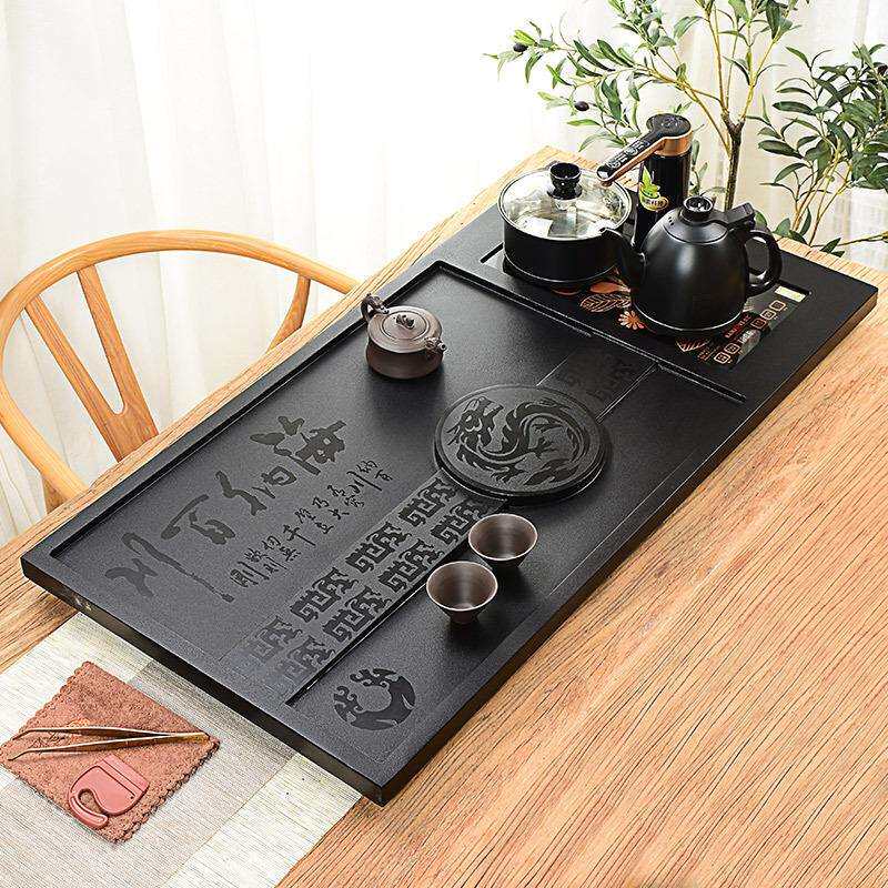 整块乌金石茶盘全自动一体茶具套装家用功夫电磁炉客厅简约大茶台