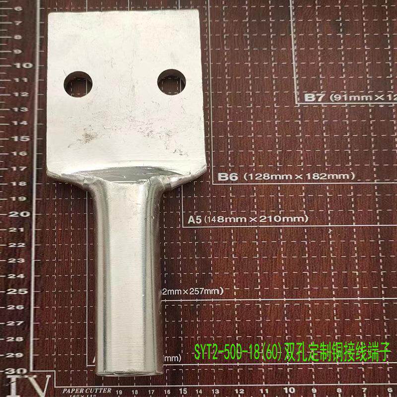 双孔铜鼻子 贰眼铜端子 多孔接头定置 平板铜线耳SYT2-500-18(60)