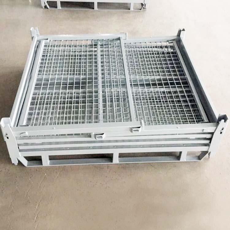 仓储笼厂家销售折叠式金属周转箱可堆叠4层重型铁框