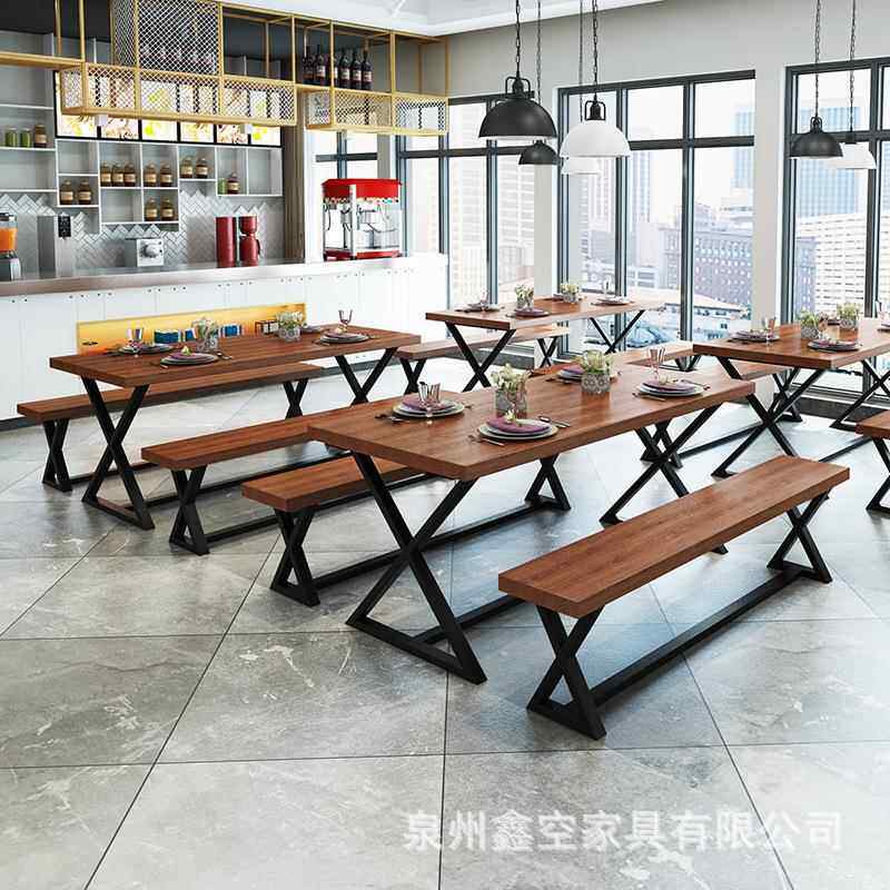 直销新款复古主题餐厅餐桌 美式酒吧清吧餐桌椅组合工业风铁艺实