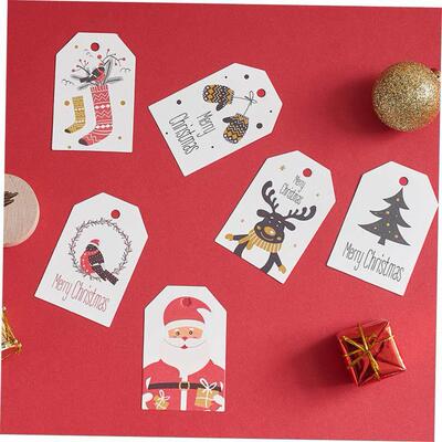 50pcs Merry Christmas Tags Kraft Paper Card Gift Label Tag
