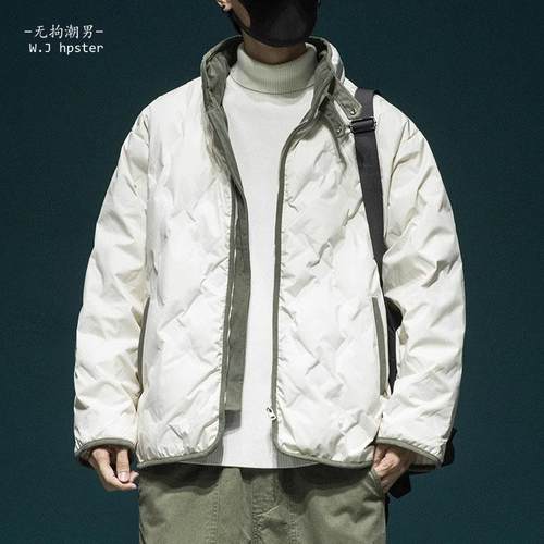 it neith BIAS潮牌美式菱格压花90白鸭绒羽绒服男冬季宽保暖外套