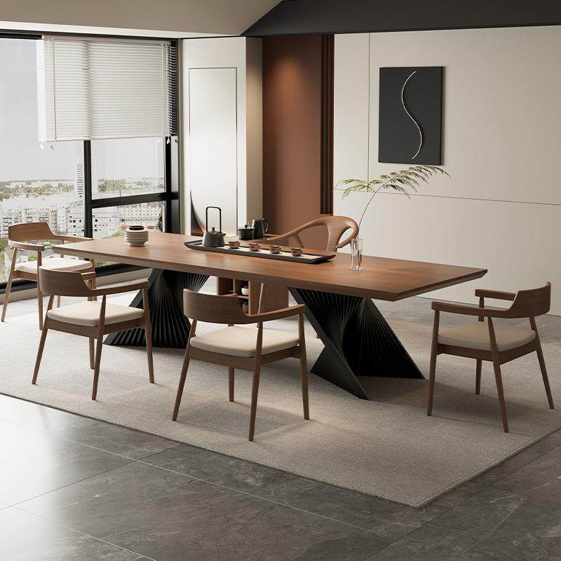 意式极简用实木AYF设计款商区办公休闲茶桌书桌两会业客桌家用泡