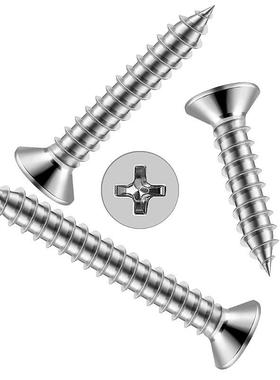 XAG34不锈钢自攻螺M3平头十字木螺丝M4加M3.5沉长头M丝50加粗M6螺