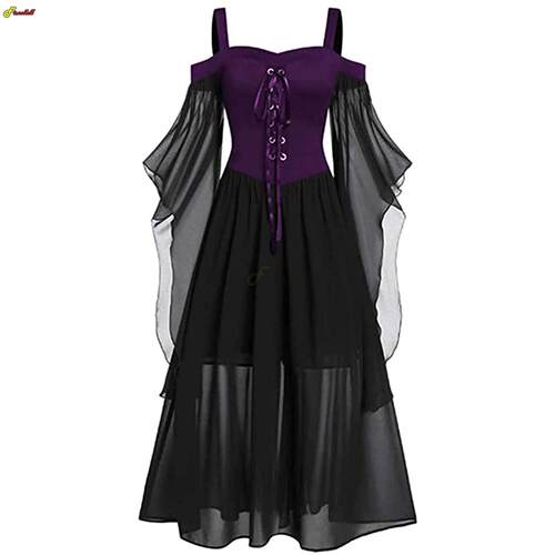 Halloween Witch Cosplay Costumes Gothic Off Shoulder Lace-up