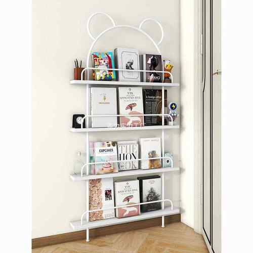 门后置物极窄收纳PHF简落约书架儿童架铁艺绘本地壁子挂收纳