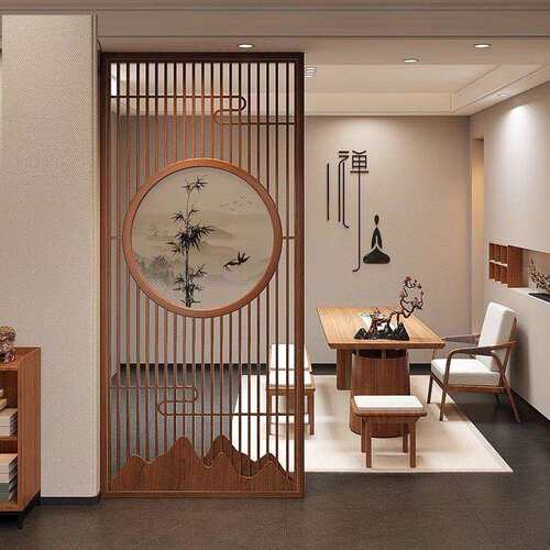 玄关屏风隔断造景入户门家用客厅新中式宋代美学屏风办公室遮挡