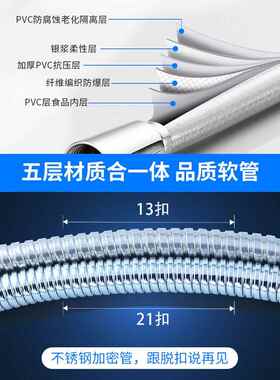 浴花洒软管热水器淋雨DIO2浴室不锈钢淋PVC1接.5米米喷头淋浴连管
