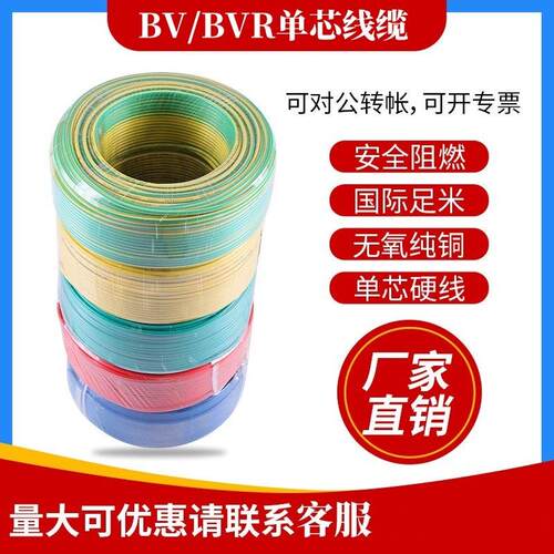 国标电线家用家装硬线ZCBV2.5 4 1.5 6 10平方16单芯铜芯阻燃铜线