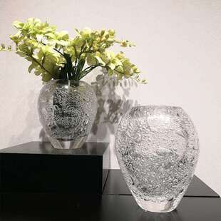 简约现代透明气泡琉璃花瓶家居软装 饰品样板房间餐桌花器插花摆件