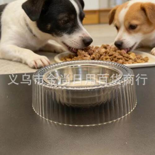 New Cross-border Light Luxury Transparent Cat and Dog Bowls,