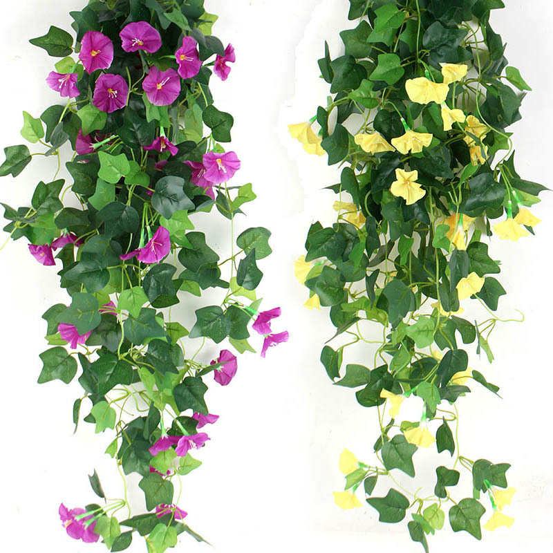 仿真绿植壁挂吊篮装饰牵牛花塑料喇叭花假花艺室内造景遮挡仿真花图片