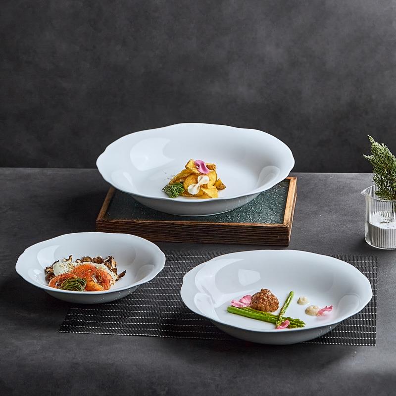 陶瓷盘子家用大号景德镇菜盘深盘创意感西餐盘纯色简约饭盘