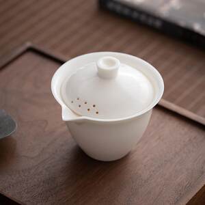 手工原矿羊脂玉白瓷手抓壶盖碗陶瓷家用功夫茶具盖杯泡茶壶德化白