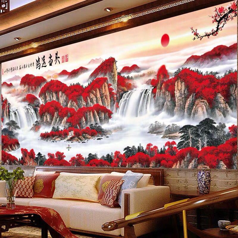 5d钻石画2025年满钻新款鸿运当头十字绣山水客厅点贴砖秀2025水晶