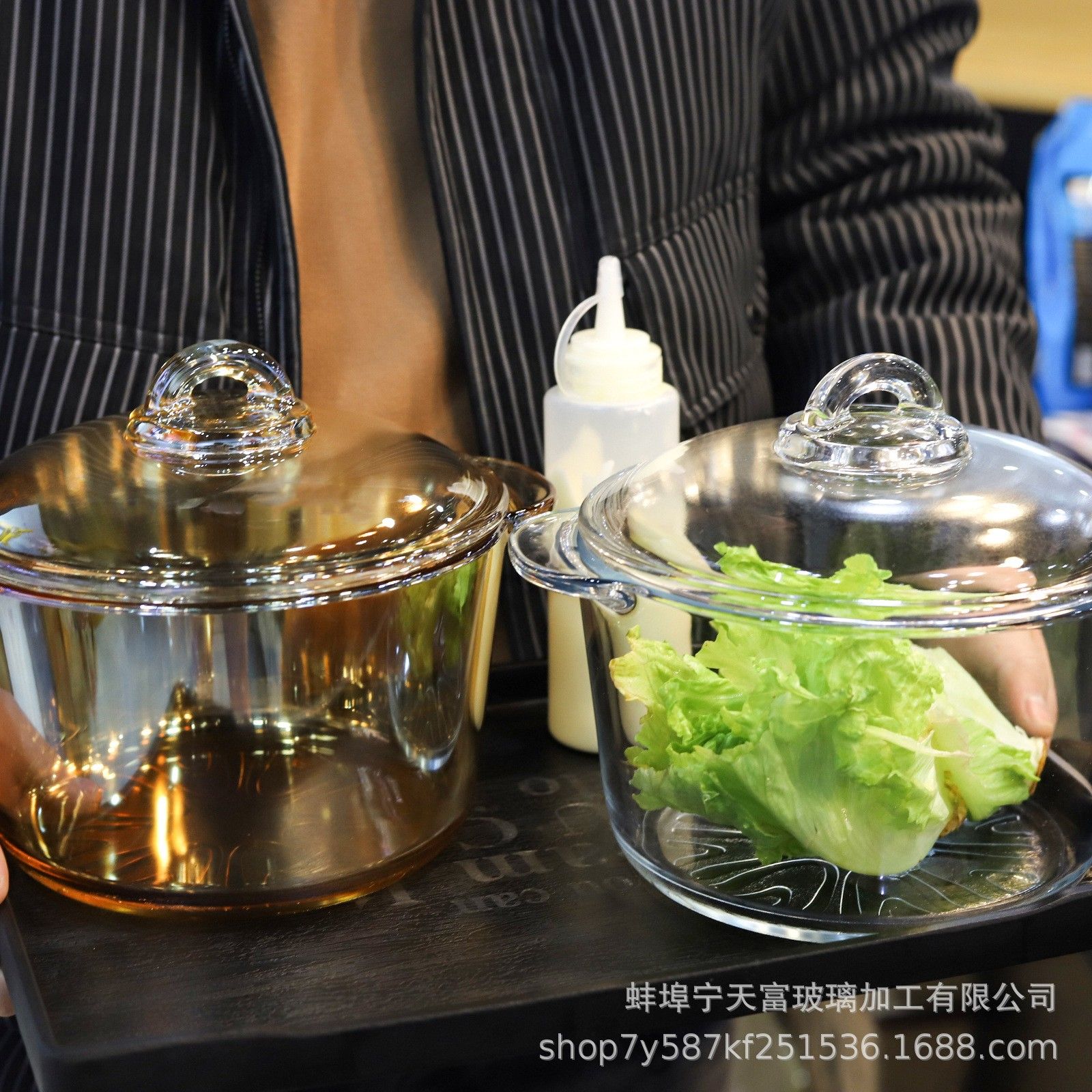 高硼玻璃耐热带盖家用双耳汤碗可烤箱微波炉光波炉多用汤煲耐高温