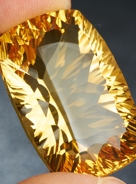 亏本捡漏价 44.2克拉大颗粒黄晶裸石戒面千禧切工 支持私人订制