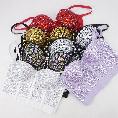 Strapless nail bead bright diamond camisole for wearing a
