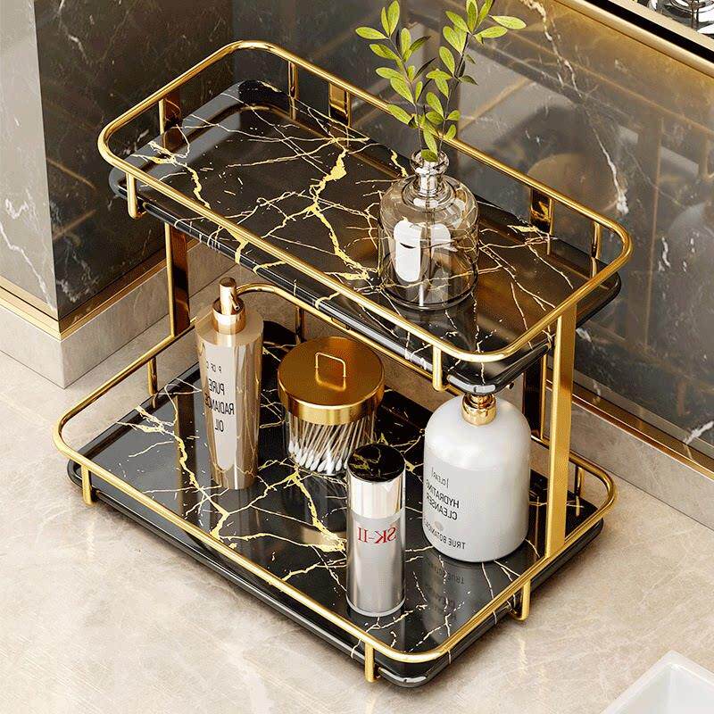 不锈钢化妆室置物架化妆品轻奢台面浴室洗漱台洗手间用品收纳层架