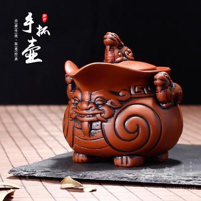 手抓壶紫砂壶四脚复古单壶一人品茶壶吉祥寓意160ml宝粒