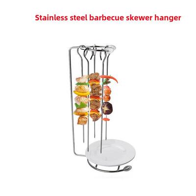不锈钢烤肉串挂架配6针加粗串串香签子创意羊肉串烧针架 烧烤挂架